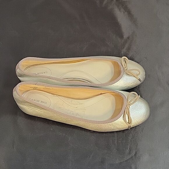 BRAND NEW LANDS'END SLIP ON SILVER METALLIC BALLERINAS FLAT SHOE - Picture 6 of 15
